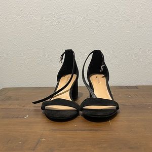 High Heel Black Suede Ankle Strap Sandals size 8